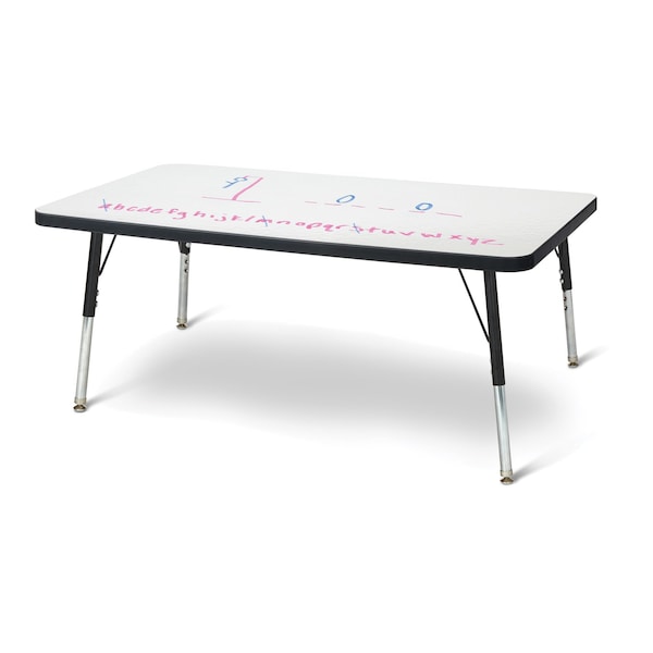 Berries Rectangle Dry Erase Table, 24 in. x 36 in., E-height, Write-n-Wipe/Black/Black